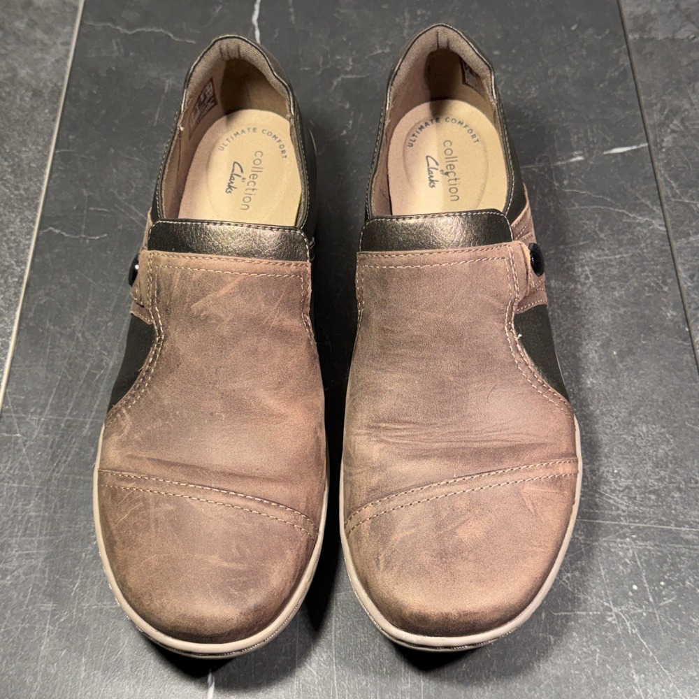 Women Clarks Loafers | Size 8 | Brown Metallic Ultimate Comfort Slip On Shoes